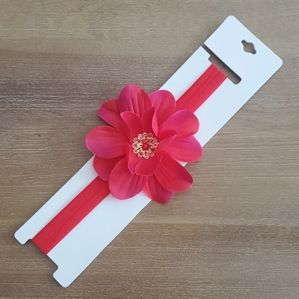 Shimmy Shimmy Red/Fucshia Flower Headband Baby Toddler  Hair Accessory NWT
